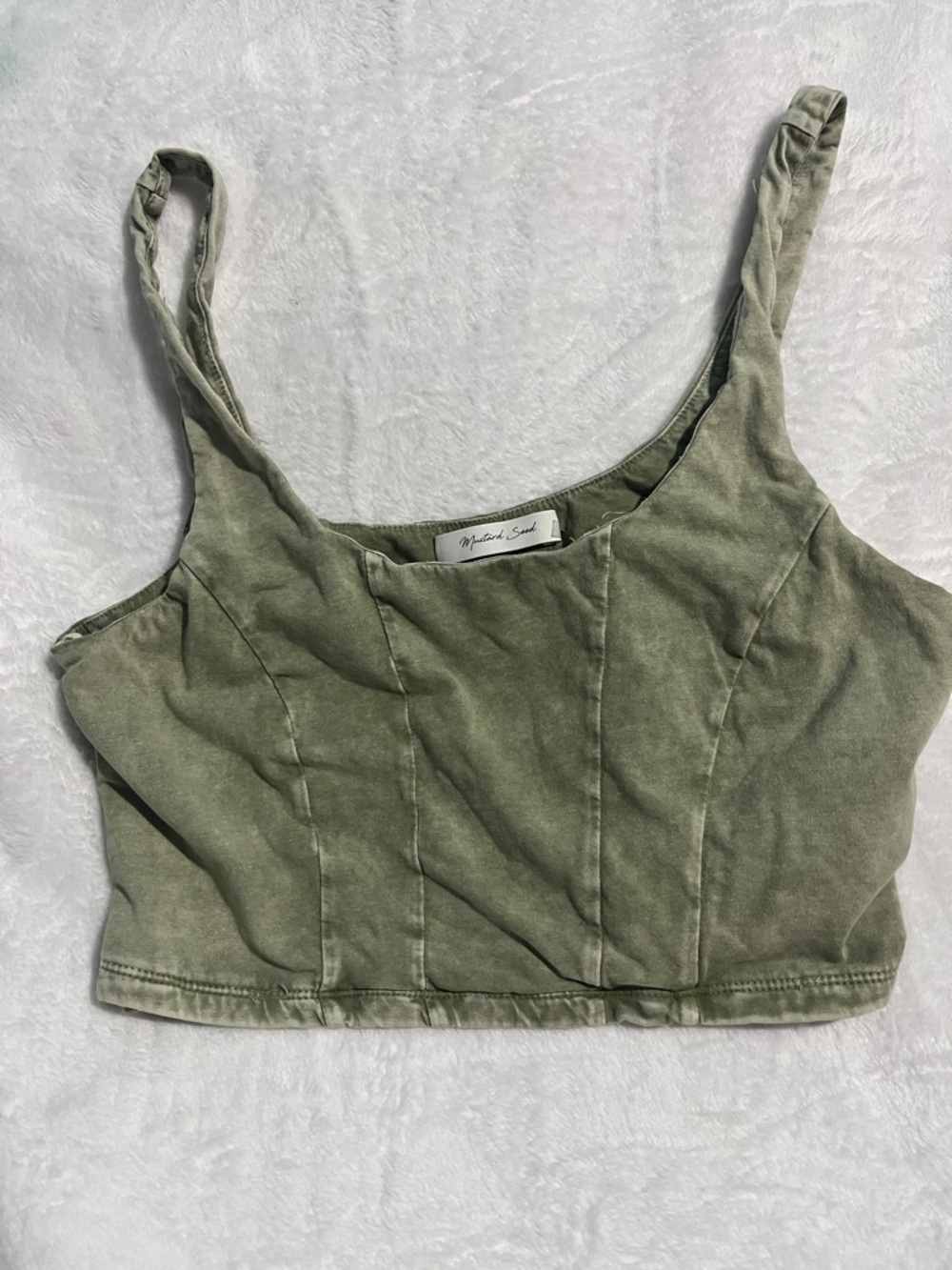 Mustard Seed Olive Cropped Bustier Tank
